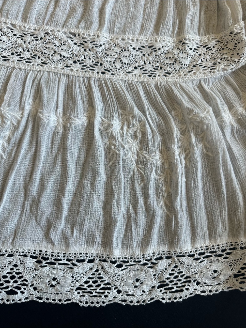Denim & Supply Ralph Lauren White Lace-Trim tier Maxi Dress boho Large discontin - Picture 13 of 16